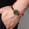 Wood Coin Bracelet, Handmade Geometric Charm