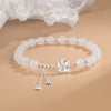 White Jade Peach Blossom Petals Flower Luck Bracelet