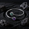 Crystal Open Cuff Bracelet with Geometric Charm