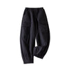 Black women's harem pants with elastic waist and large side pockets