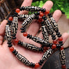 Nine-Eye Dzi Bead Red Agate Necklace