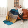 Ethnic Bohemian Chenille Throw Blanket with Geometric Pattern