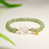 Jade Rabbit Beaded Bracelet with Coin Charm