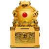 Resin Money Frog Statue and Coin Bank, Gold-Tone Feng Shui Decor