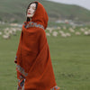 Hooded Knit Shawl Wrap, Tibetan Border Travel Poncho