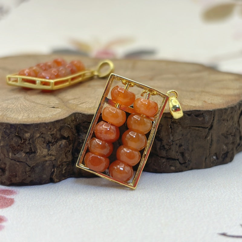 Jade Abacus Pendant, Wealth Symbol Charm
