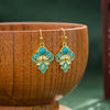 Gold-Tone Enamel Earrings with Faux Turquoise