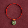 Natural Hetian Jade Peace Buckle String Bracelet or Anklet
