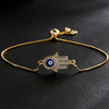 Evil Eye Protection Courage Bracelet - Hamsa Hand Gold Tone