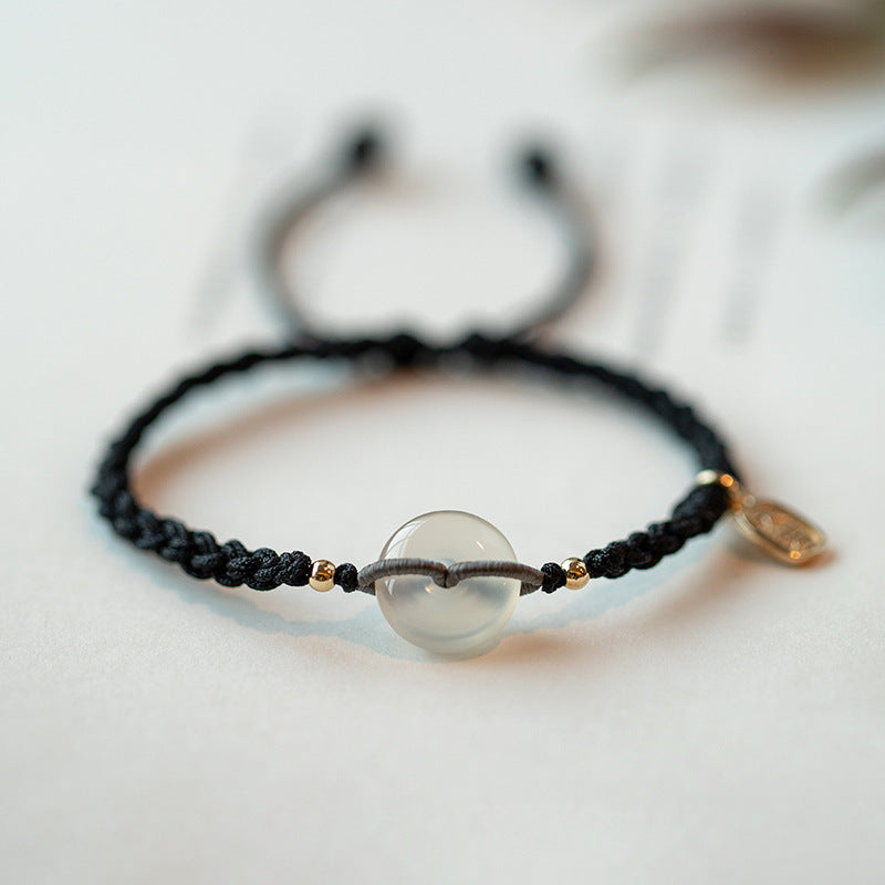 Chalcedony Peace Buckle Braided Bracelet