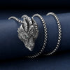 Vintage Dragon Head Pendant Necklace, Silver-Tone Zinc Alloy