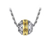 Silver chain necklace with a round two-tone pendant engraved with Chinese characters