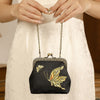 Embroidered Floral and Butterfly Chain Purse