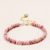 3mm Faceted Natural Stone Bracelet with Gold-Tone Clasp