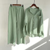 Women's Cotton Linen Meditation Set Long Sleeve Shirt Pants