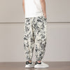Men's Bamboo Print Harem Pants with Drawstring and Pockets