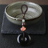 Obsidian Peace Buckle Keychain with Lotus or Wealth Charm