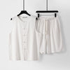Men's Cotton Linen Vest and Shorts Set, Chinese Style Sleeveless Top