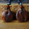 Yin Yang Wood Pendant Necklace, Hand Carved Jujube or Peach Wood