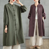 Women's Coat Cotton Linen Frog-button Trench Jacket