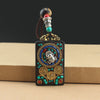 Ebony Wood Pendant Necklace with Buddhist Symbols