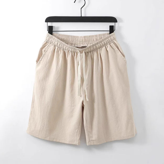 Men's Casual Solid Color Cotton-Feel Shorts With Pockets