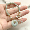 Jade Peace Buckle Bracelet with Flower Charm