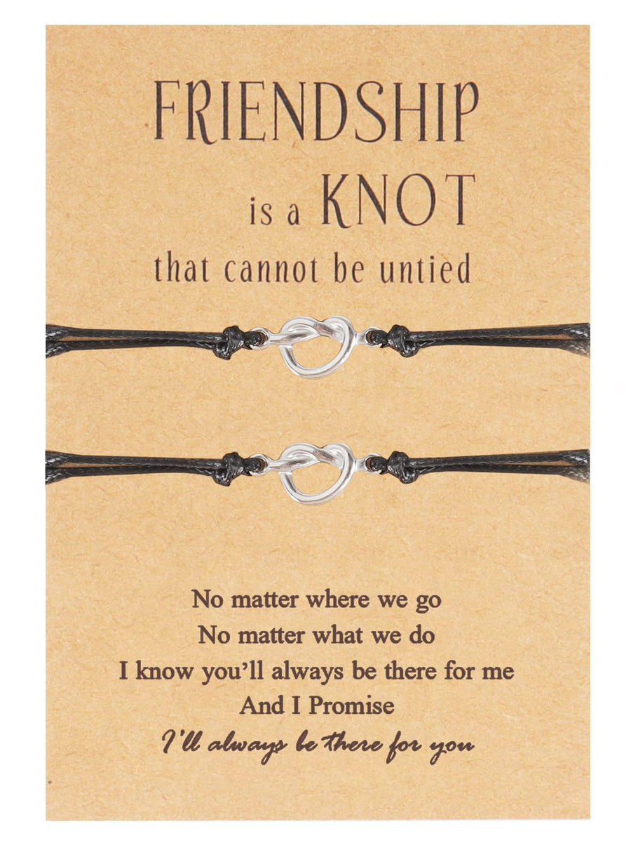 Friendship Knot Bracelet, Heart Charm String Bracelet