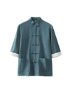 Men's Tang Suit Half Sleeve Shirt Cotton Linen Top