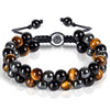 Tiger Eye Black Agate Evil Eye Double Row Bracelet
