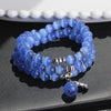 Cat Eye Triple Wrap Bracelet with Lucky Cat Charm