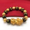 Attract Wealth PiXiu Bracelet with Black Obsidian and Gold-Tone Copper
