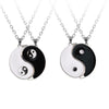 Yin Yang Couple Necklace Set, Black and White Tai Chi Pendants
