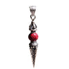Silver-Tone Vajra Pendant Necklace with Cinnabar Bead