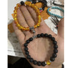 Crown Charm Couple Bracelet Set with Stone Beads