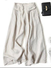 Women's Wide Leg Pants Cotton Linen High Waist Trousers With Pockets
