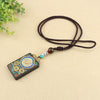 Tibetan Thangka Pendant Necklace, Handmade Ebony Wood
