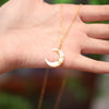 Crescent Moon Necklace Pendant, Shell or Obsidian