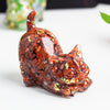 Resin Cat Figurine with Crystal Gravel, Desk Decor