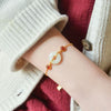 Gold-Tone Bracelet with White Jade Peace Buckle and Red Agate