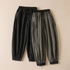 Women's Cotton Linen Plaid Harem Pants, Relaxed Fit Cropped Trousers