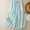 Women's Wide Leg Pants Summer Linen Cropped Trousers With Pockets