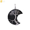 Moon Tree of Life Necklace Pendant Natural Quartz Crystal