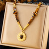 Tiger Eye Heart Pendant Necklace Stainless Steel