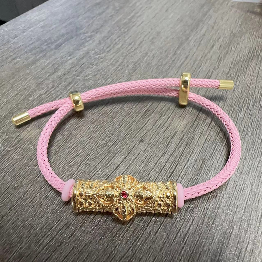 Geometric Copper Charm Bracelet with Red String