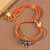 Tibetan Style Braided Glass Bead Bracelet with Charms