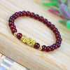 Pixiu Bracelet with Glass Beads and Gold-Tone Charm