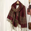 Jacquard Floral Print Tassel Scarf Wrap for Women