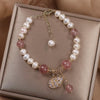 Pearl and Charm Bracelet with Gemstone Accents