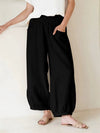 Women's Harem Pants Cotton Linen Wide Leg Cropped Trousers